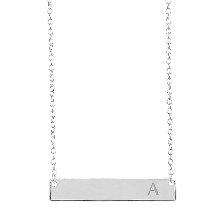 Sterling Silver Bar Initial Necklace