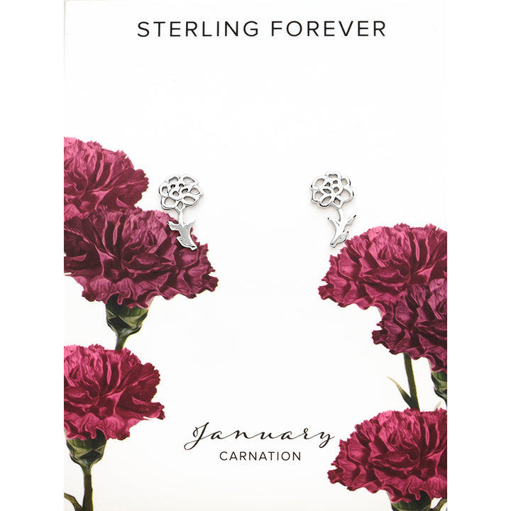 Sterling Silver Birth Flower Stud Earrings